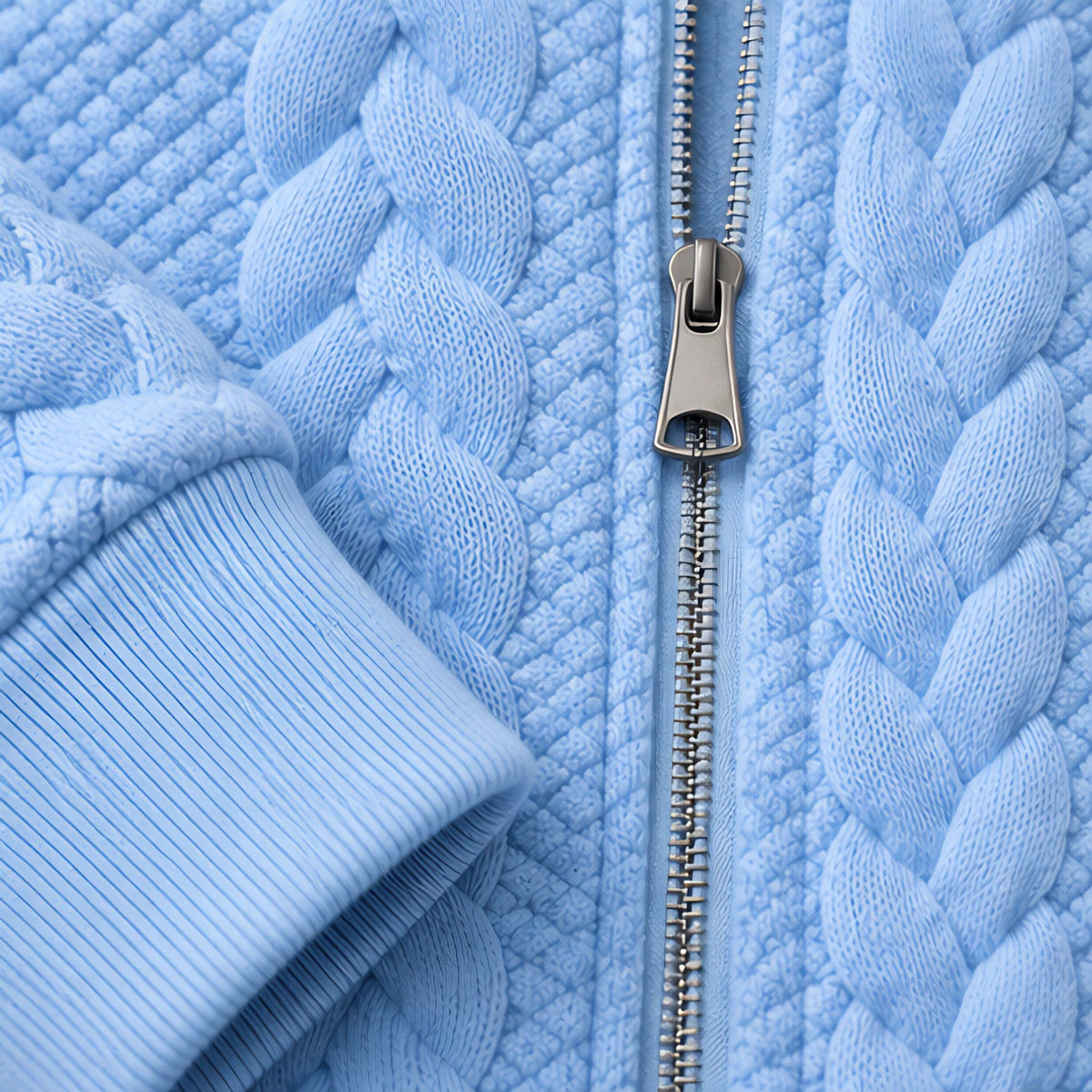 Henrik Men's Relaxed Cable-Knit Full-Zip Hoodie - Light Blue - Product Type: Hoodies & Sweatshirts - Eric Muller - Image 4