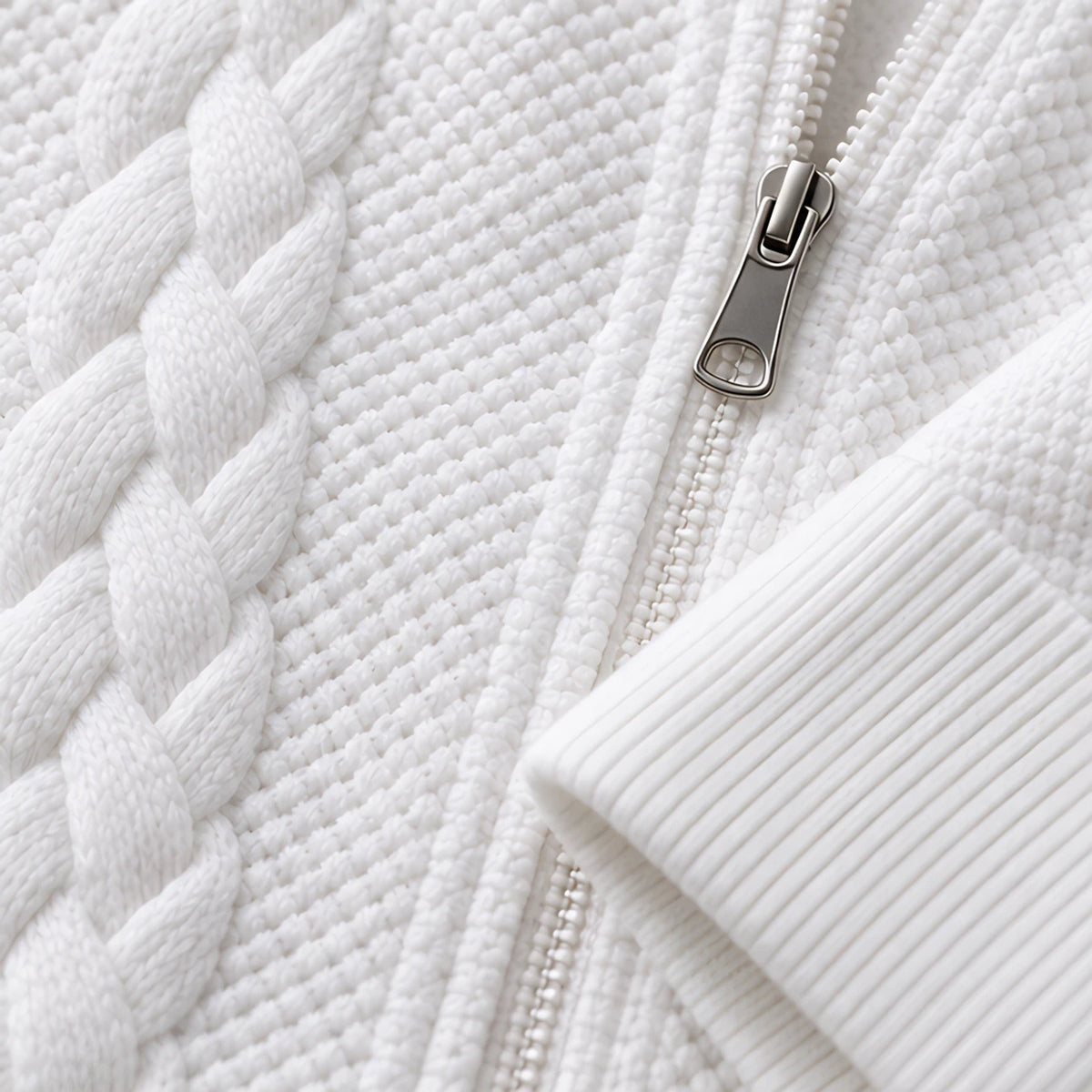 Henrik Men's Relaxed Cable-Knit Full-Zip Hoodie - White - Product Type: Hoodies & Sweatshirts - Eric Muller - Image 4