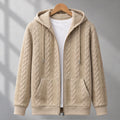 Henrik Men's Relaxed Cable-Knit Full-Zip Hoodie - Khaki - Men's Clothing > Hoodies & Sweatshirts > Full-Zip Hoodies - Eric Muller - Image 1
