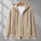 Henrik Men's Relaxed Cable-Knit Full-Zip Hoodie - Khaki - Men's Clothing > Hoodies & Sweatshirts > Full-Zip Hoodies - Eric Muller - Image 1