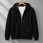 Henrik Men's Relaxed Cable-Knit Full-Zip Hoodie - Black - Men's Clothing > Hoodies & Sweatshirts > Full-Zip Hoodies - Eric Muller - Image 1