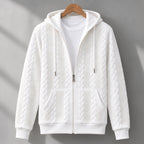 Henrik Men's Relaxed Cable-Knit Full-Zip Hoodie - White - Men's Clothing > Hoodies & Sweatshirts > Full-Zip Hoodies - Eric Muller - Image 1