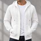 Henrik Men's Relaxed Cable-Knit Full-Zip Hoodie - White - Catalog Group: Clothing - Eric Muller - Image 2