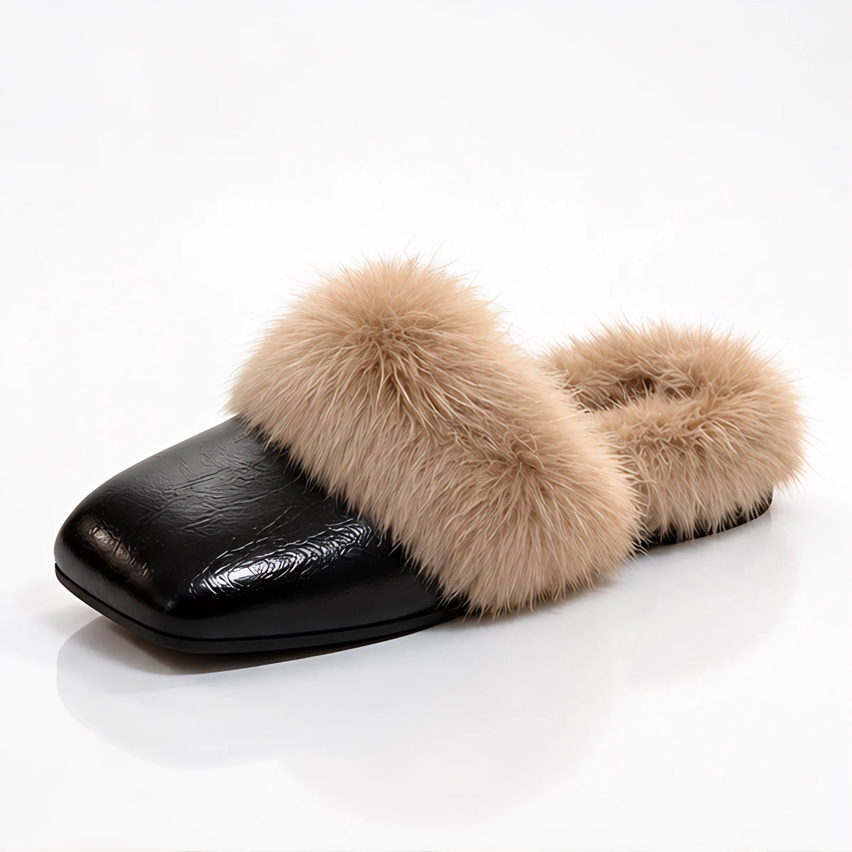Hestia Women's Faux-Fur Square-Toe Mules - Black - Women's Footwear > Mules > Faux-Fur Mules - Eric Muller - Image 1