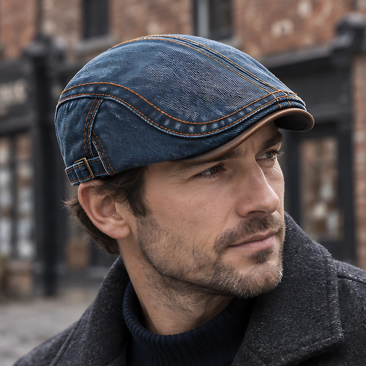 Holden Men's Low-Profile Denim Flat Cap - Dark Blue - Accessories > Hats > Flat Caps - Eric Muller - Image 1