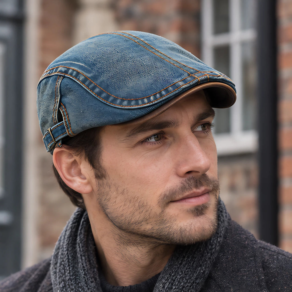 Holden Men's Low-Profile Denim Flat Cap - Blue - Accessories > Hats > Flat Caps - Eric Muller - Image 1