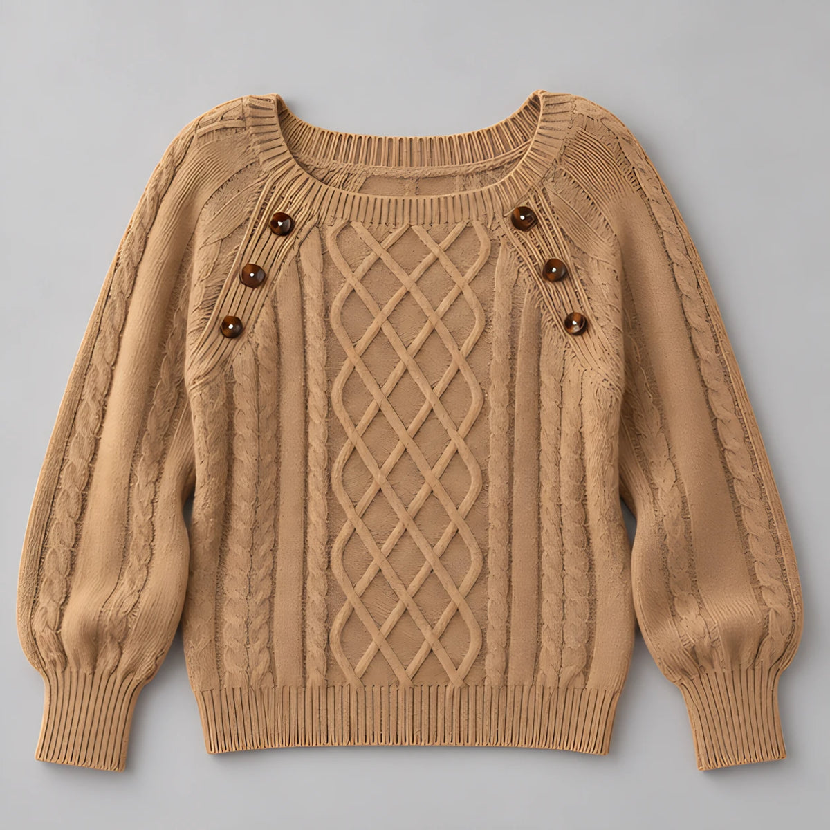 Idalia Women's Scoop-Neck Cable Knit Sweater - Khaki - wap - Eric Muller - Image 2
