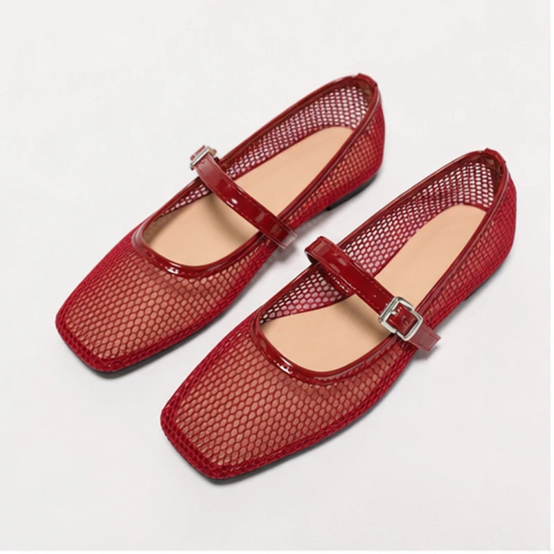 Ilsabet Mesh Mary Jane Flats - Red - Flats - Eric Muller - Image 1