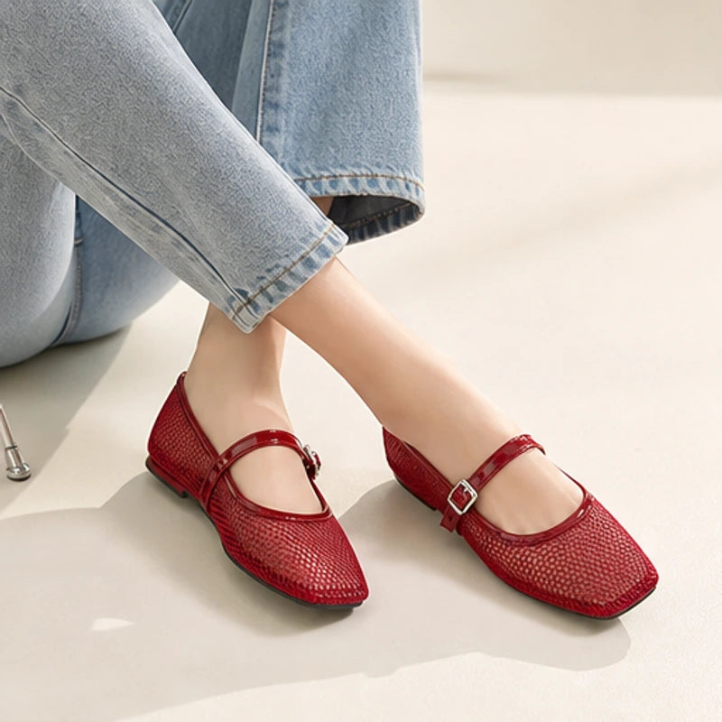 Ilsabet Mesh Mary Jane Flats - Red - mary jane flats - Eric Muller - Image 3