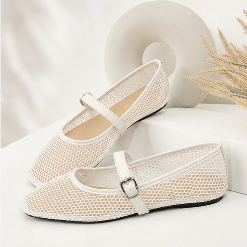 Ilsabet Mesh Mary Jane Flats - White - women's flats - Eric Muller - Image 2