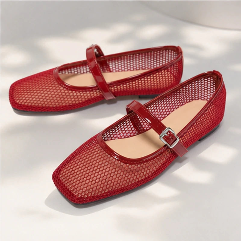 Ilsabet Mesh Mary Jane Flats - Red - women's flats - Eric Muller - Image 2