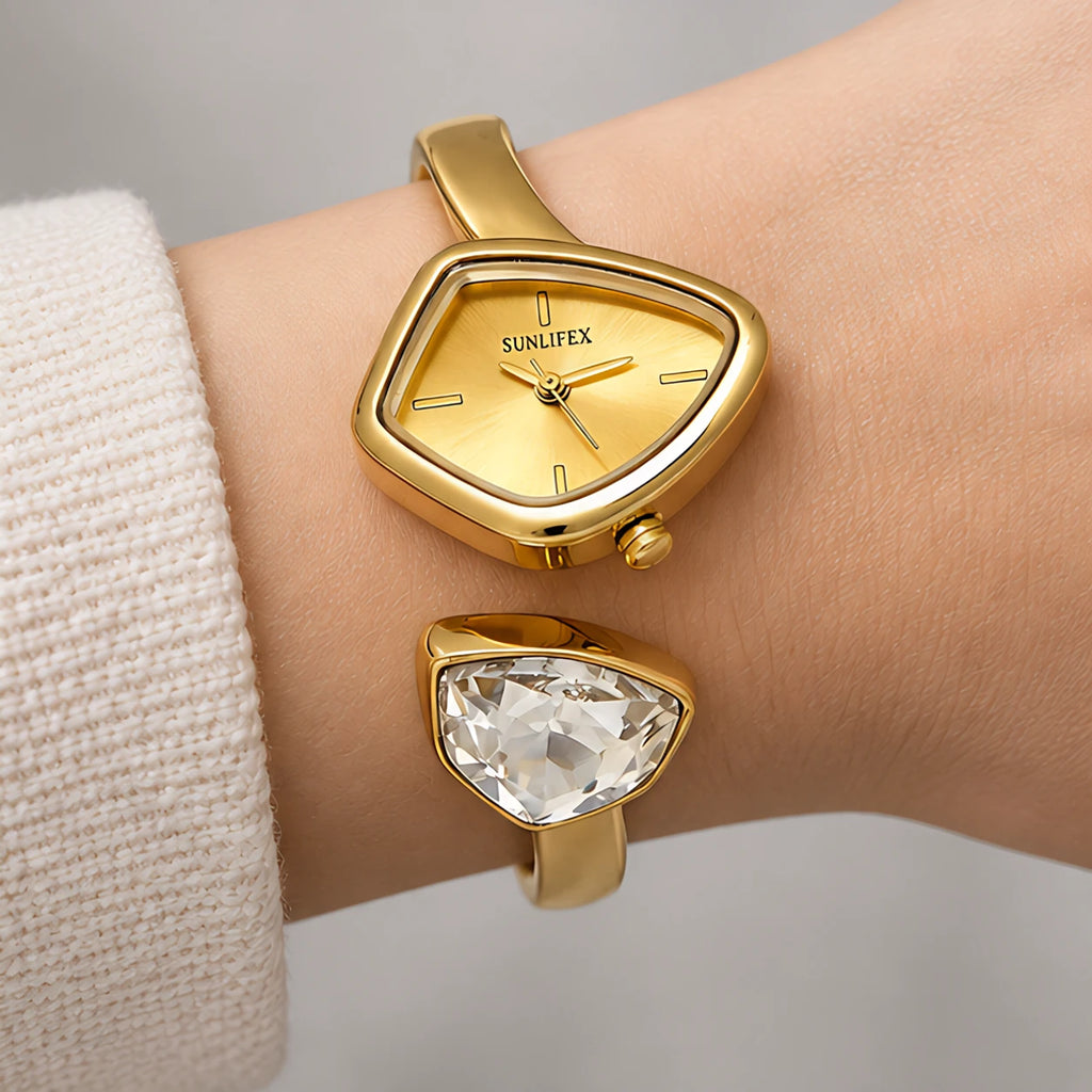 Isabetta Women's Crystal Bangle Watch - Champagne Gold - Vintage Watch - Eric Muller - Image 3