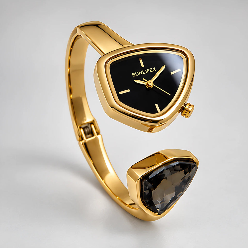 Isabetta Women's Crystal Bangle Watch - Midnight Gold - Women's Accessories > Watches > Bracelet Watches - Eric Muller - Image 1