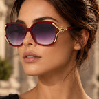 Isadora Women's Oversized Rounded-Square Sunglasses - Red - Accessories > Sunglasses > Oversized Rounded-Square Sunglasses - Eric Muller - Image 3