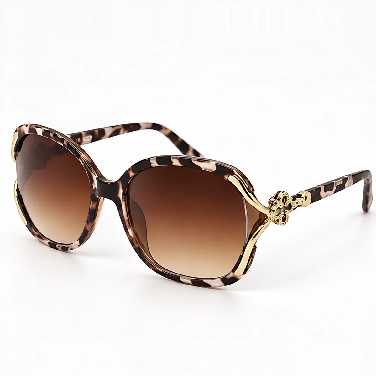 Isadora Women's Oversized Rounded-Square Sunglasses - Leopard - Accessories > Sunglasses > Oversized Rounded-Square Sunglasses - Eric Muller - Image 1