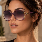 Isadora Women's Oversized Rounded-Square Sunglasses - Purple - Accessories > Sunglasses > Oversized Rounded-Square Sunglasses - Eric Muller - Image 3
