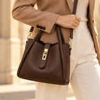 Judith Women's Turn-Lock Structured Tote - Coffee - Bags | Accessories - Eric Muller - Image 2