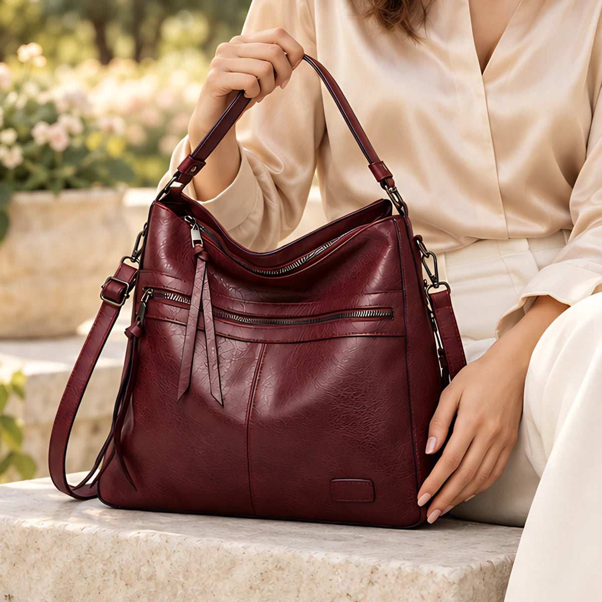 Juliana Women's Slouchy Hobo Bag - Burgundy - Bag Accessories | Woman - Eric Muller - Image 3