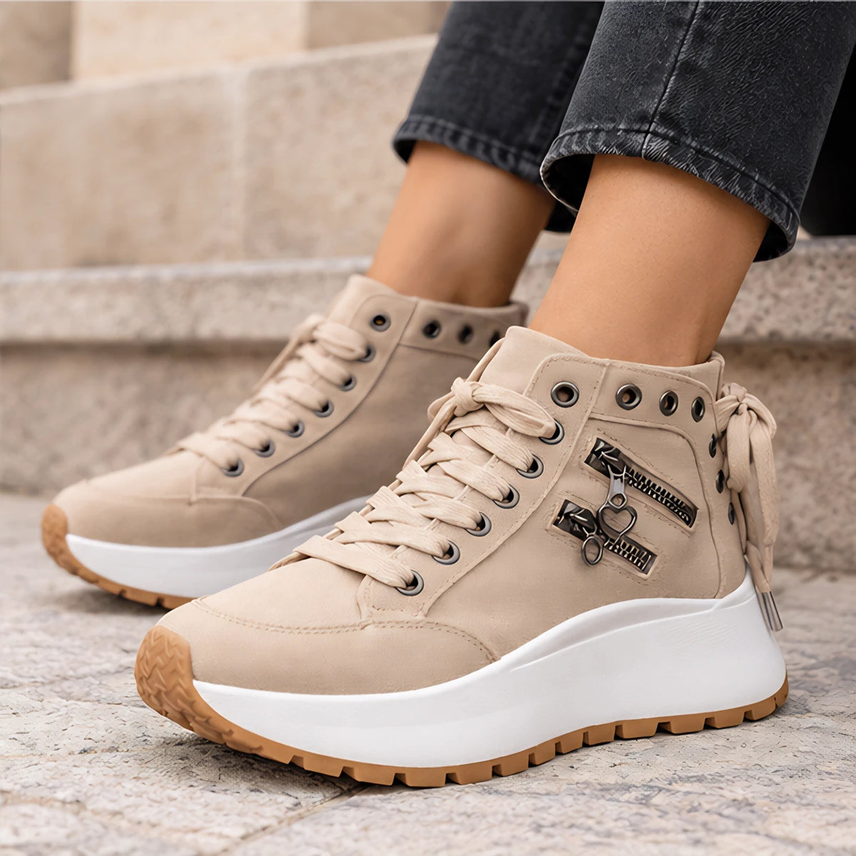 Juno Women's High-Top Platform Sneakers - Khaki - Sneakers - Eric Muller - Image 4