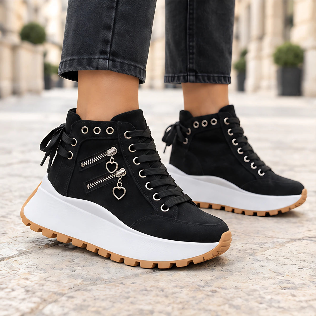 Juno Women's High-Top Platform Sneakers - Black - wapfoot - Eric Muller - Image 3