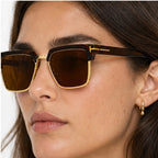 Kendell Flat-Top Browline Shades - Espresso - flat-top frames - Eric Muller - Image 4