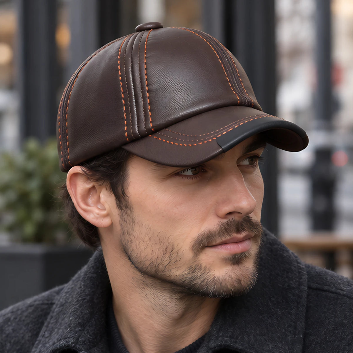 Kendric Men's Genuine Leather Baseball Cap - Dark Brown - Accessories > Hats > Baseball Caps - Eric Muller - Image 1