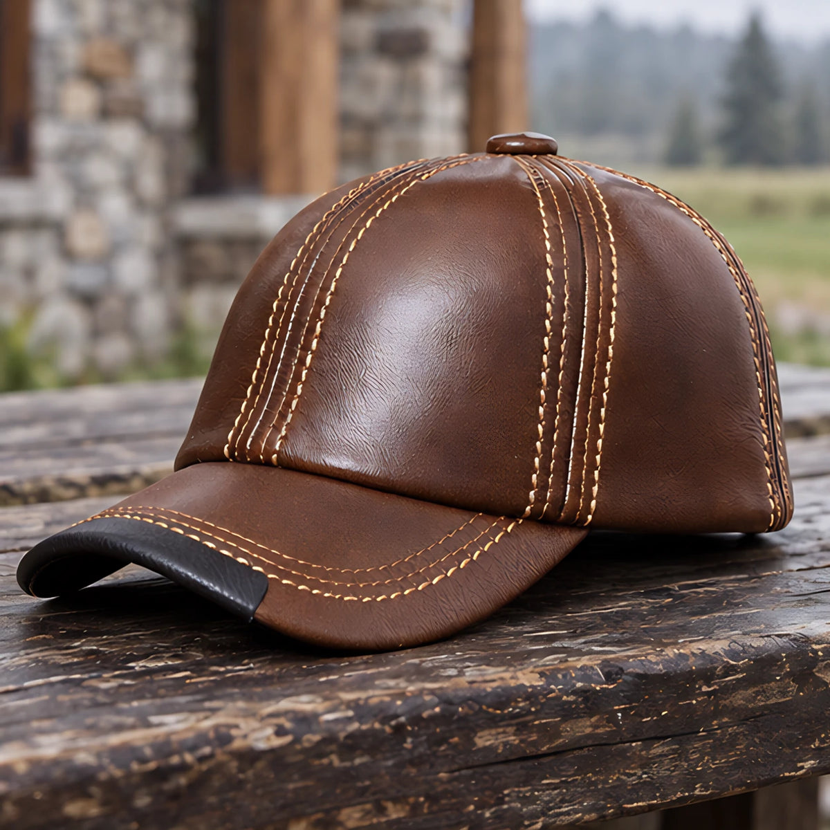 Kendric Men's Genuine Leather Baseball Cap - Light Brown - Accessories > Hats > Baseball Caps - Eric Muller - Image 2