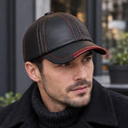 Kendric Men's Genuine Leather Baseball Cap - Black with Red Accents - Accessories > Hats > Baseball Caps - Eric Muller - Image 1