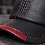 Kendric Men's Genuine Leather Baseball Cap - Black with Red Accents - male - Eric Muller - Image 3