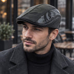 Kenmore Men's Structured Leather Flat Cap - Black - Clothing Accessories > Hats > Ivy Caps - Eric Muller - Image 1