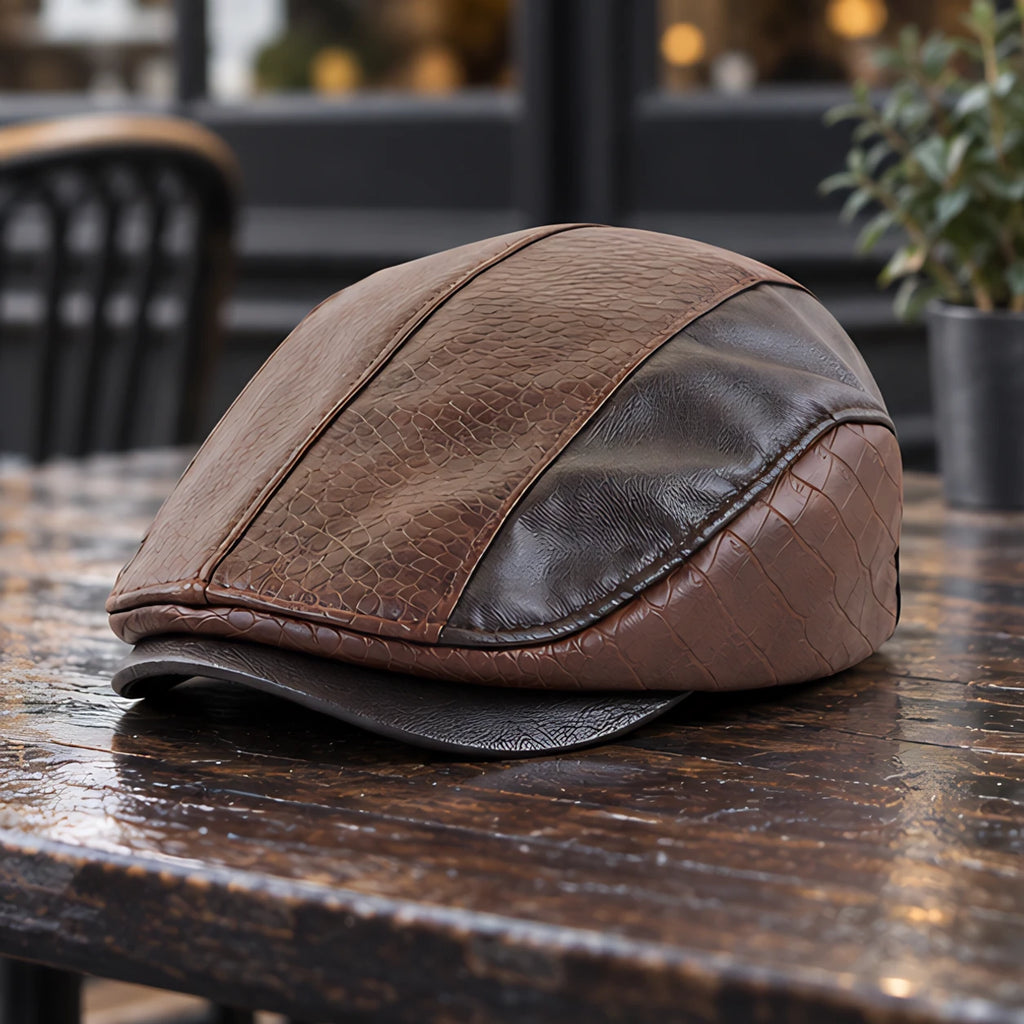 Kenmore Men's Structured Leather Flat Cap - Dark Brown - Clothing Accessories > Hats > Ivy Caps - Eric Muller - Image 2