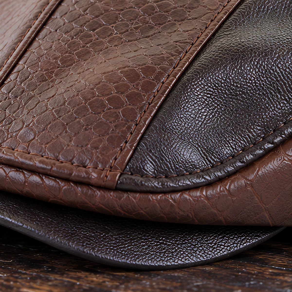 Kenmore Men's Structured Leather Flat Cap - Dark Brown - male - Eric Muller - Image 3