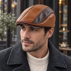Kenmore Men's Structured Leather Flat Cap - Light Brown - Clothing Accessories > Hats > Ivy Caps - Eric Muller - Image 1