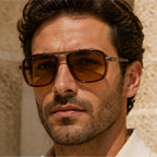 Kingsley Square Aviator Shades - Cognac - male - Eric Muller - Image 3