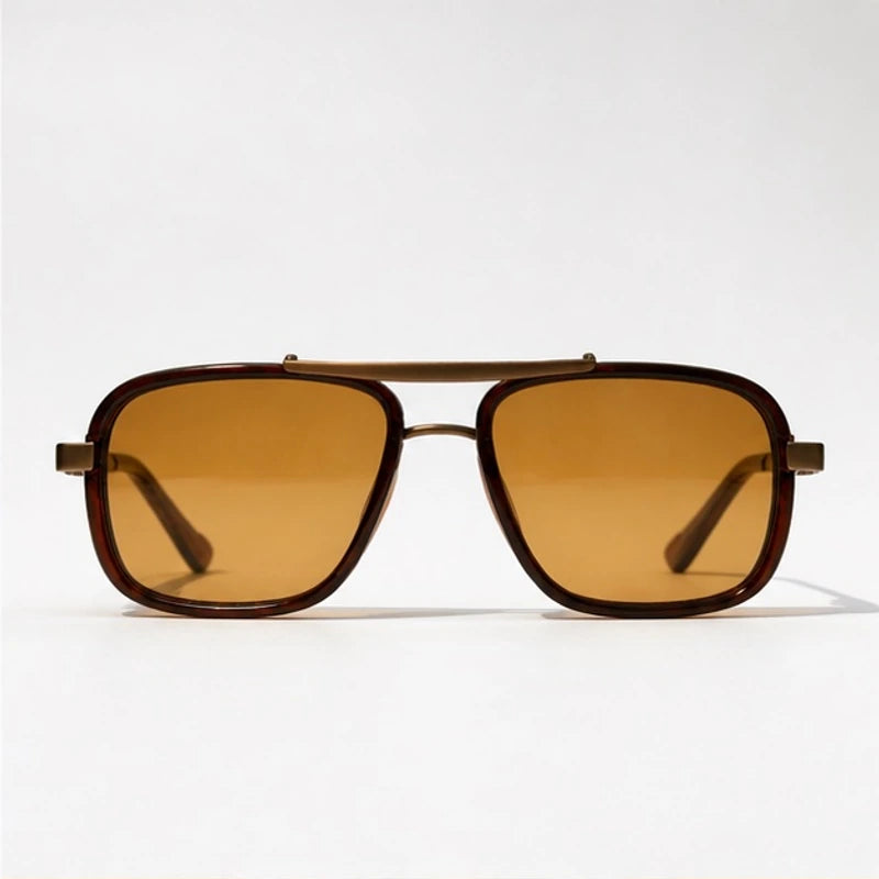 Kingsley Square Aviator Shades - Cognac - Men's Accessories > Sunglasses > Square Aviator Sunglasses - Eric Muller - Image 2