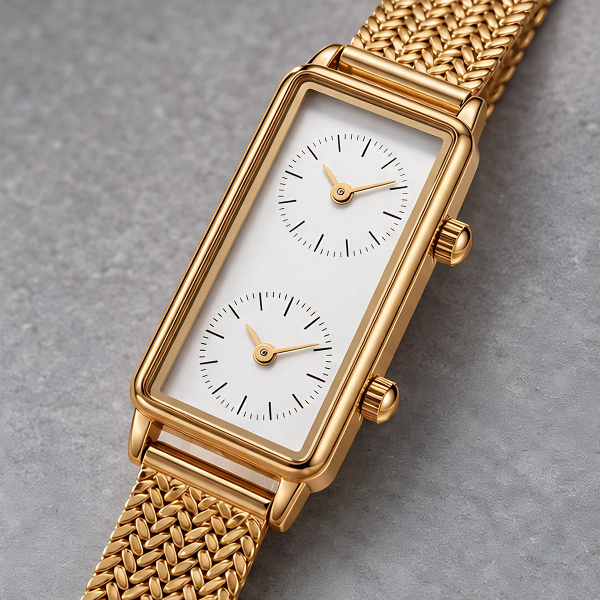 Laurette Women's Slim Dual-Time Watch - Gold- White - female - Eric Muller - Image 3