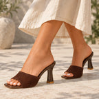 Leandra Women's Knit Heeled Mules - Brown - women's heels - Eric Muller - Image 4