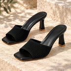 Leandra Women's Knit Heeled Mules - Black - heels - Eric Muller - Image 2