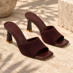 Leandra Women's Knit Heeled Mules - Wine Red - heels - Eric Muller - Image 2