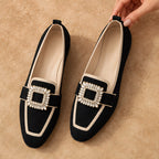 Leonora Women's Buckle-Embellished Canvas Flats - Black - casual shoe - Eric Muller - Image 2