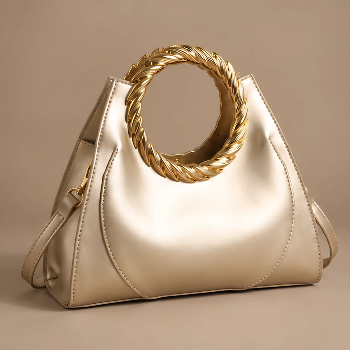 Leontine Women's Twisted-Handle Leather Handbag - Gold - Women's Accessories > Bags > Convertible Handbags - Eric Muller - Image 1