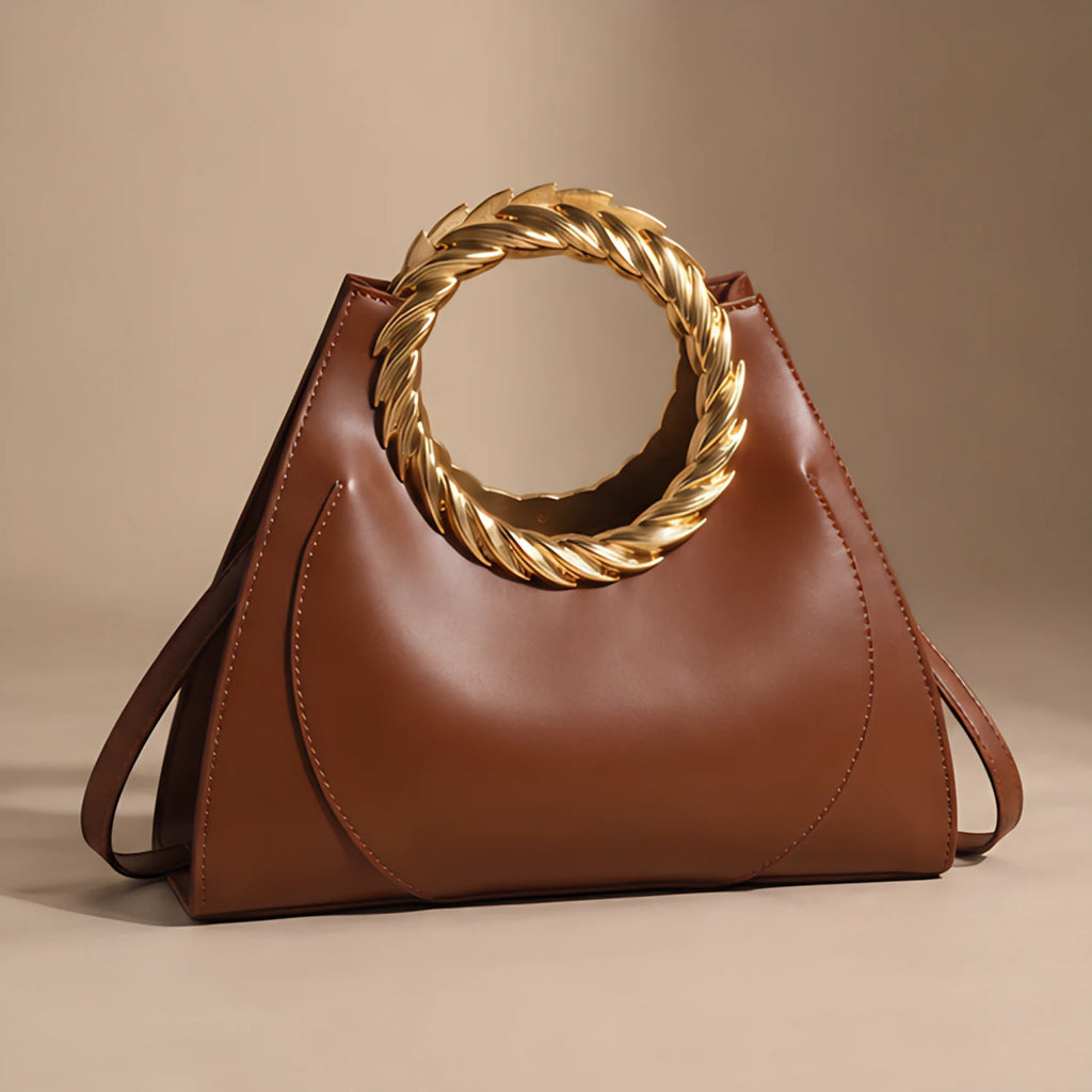 Leontine Women's Twisted-Handle Leather Handbag - Brown - Women's Accessories > Bags > Convertible Handbags - Eric Muller - Image 1