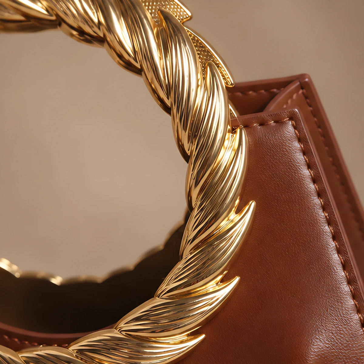 Leontine Women's Twisted-Handle Leather Handbag - Brown - female - Eric Muller - Image 3
