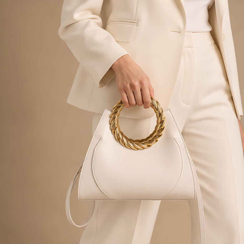 Leontine Women's Twisted-Handle Leather Handbag - White - Women's Accessories > Bags > Convertible Handbags - Eric Muller - Image 2
