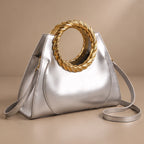 Leontine Women's Twisted-Handle Leather Handbag - Silver - Women's Accessories > Bags > Convertible Handbags - Eric Muller - Image 1