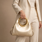 Leontine Women's Twisted-Handle Leather Handbag - Gold - Women's Accessories > Bags > Convertible Handbags - Eric Muller - Image 2