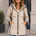 Liesl Plaid-Lined Hooded Long Jacket - Khaki - Women's - Eric Muller - Image 2