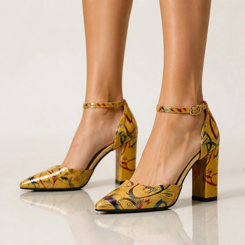 Lisette Ankle-Strap Block Heels - Ochre - Shoes - Eric Muller - Image 2