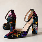 Lisette Ankle-Strap Block Heels - Ink - Women's Footwear > Pointed-Toe Ankle-Strap Block Heel Pumps - Eric Muller - Image 1