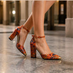 Lisette Ankle-Strap Block Heels - Ember - Women's Footwear > Pointed-Toe Ankle-Strap Block Heel Pumps - Eric Muller - Image 3